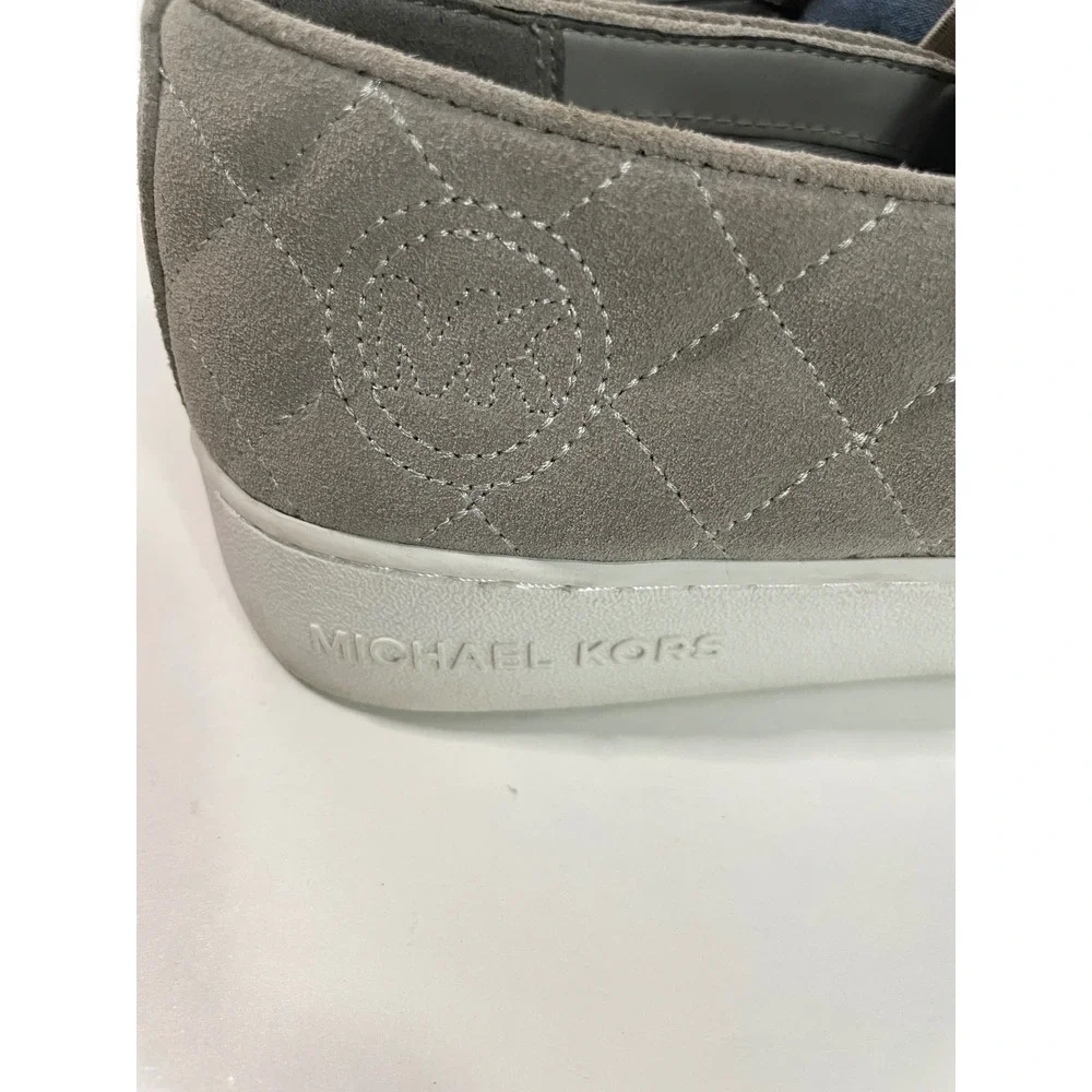 Michael Kors Keaton Suede Slip On Sneakers Womens 10M Grey Quilted Logo Platform